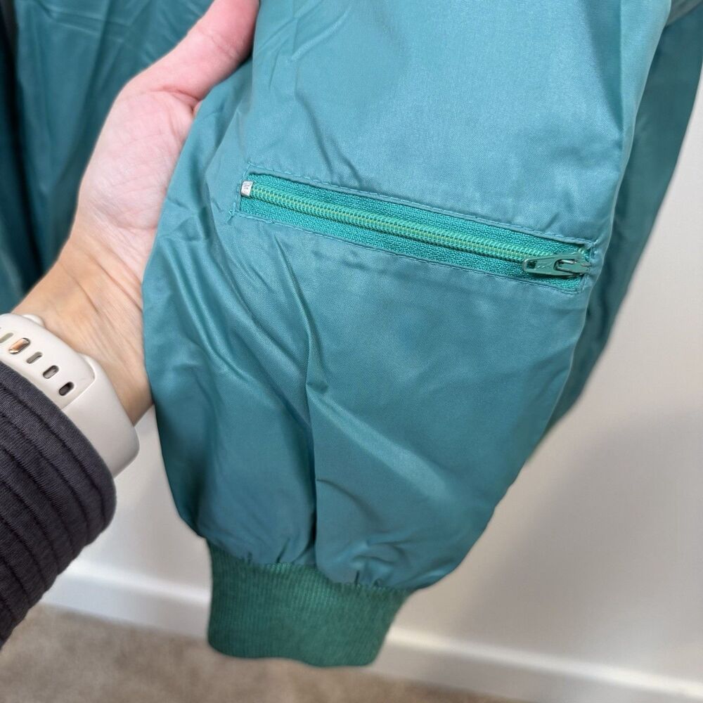 Vintage Lacoste Club Jacket Men Medium Teal Hood Nylon Windbreaker Hipster - Picture 7 of 14